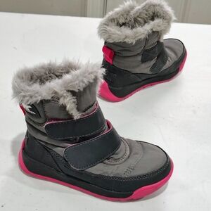 Sorel Kids Gray and Pink Faux Fur Winter Boots